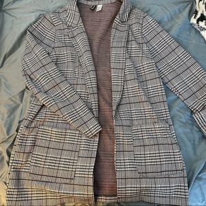 Long line plaid blazer